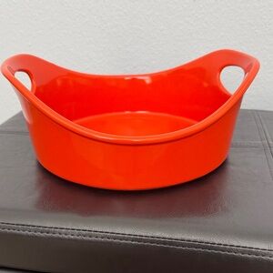 Rachel Ray Orange 2 Quart Stoneware Casserole Dish With Handles.